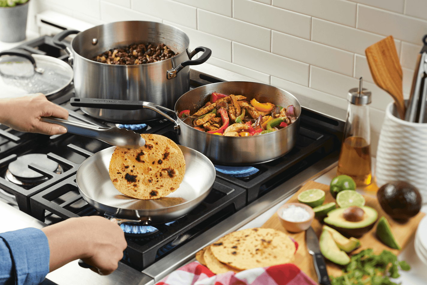 KitchenAid Stainless Steel Cookware Set 10 Piece Brushed