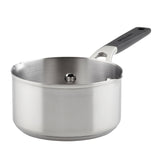 KitchenAid Stainless Steel Saucepan with Pour Spouts, 1-Quart, Brushed Stainless Steel
