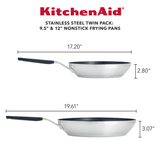 KitchenAid Stainless Steel Nonstick Frying Pan Set, 2-Piece, Brushed Stainless Steel