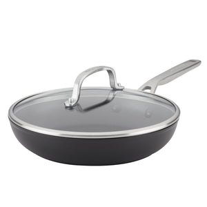 KitchenAid Hard Anodized Induction Frying Pan with Lid, 10-Inch, Matte Black