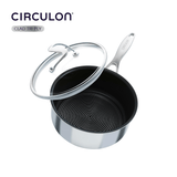 Circulon Clad Stainless Steel Saucepan with Glass Lid and Hybrid SteelShield and Nonstick Technology, 2-Quart, 1.9L, Silver