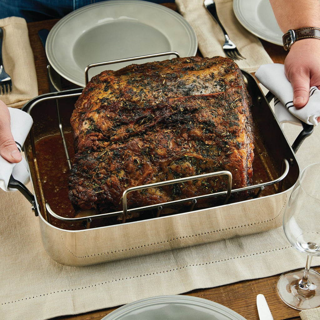 KitchenAid 5-Ply Clad Stainless Steel Roaster with Removable Rack, 15 ...