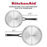 KitchenAid 5-Ply Clad Stainless Steel Frying Pan Set, 2-Piece, Polished Stainless Steel