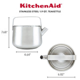 KitchenAid Stainless Steel Whistling Teakettle, 1.9-Quart, Brushed Stainless Steel